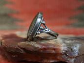 Atq Navajo Split Shank Silver Ring w/PetrifiedWood c.1940～