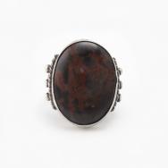 Atq Navajo Split Shank Silver Ring w/PetrifiedWood c.1940～