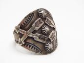 Antique Navajo Crossed Arrows Applique Silver Ring  c.1930～