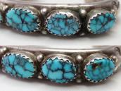 Vtg Navajo Hi-Grade Godber Turquoise Row Heavy Cuff  c.1950
