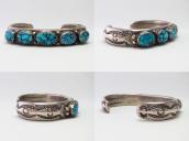Vtg Navajo Hi-Grade Godber Turquoise Row Heavy Cuff  c.1950