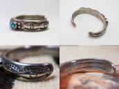 Vtg Navajo Hi-Grade Godber Turquoise Row Heavy Cuff  c.1950