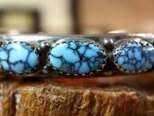 Vtg Navajo Hi-Grade Godber Turquoise Row Heavy Cuff  c.1950