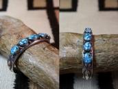 Vtg Navajo Hi-Grade Godber Turquoise Row Heavy Cuff  c.1950