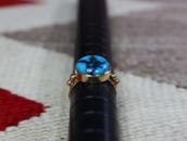 Vtg Navajo 14KGold Ring w/Hi-Grade Persian Turquoise c.1970～