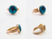 Vtg Navajo 14KGold Ring w/Hi-Grade Persian Turquoise c.1970～