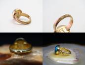 Vtg Navajo 14KGold Ring w/Hi-Grade Persian Turquoise c.1970～