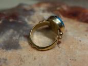 Vtg Navajo 14KGold Ring w/Hi-Grade Persian Turquoise c.1970～