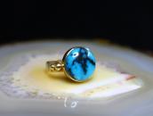 Vtg Navajo 14KGold Ring w/Hi-Grade Persian Turquoise c.1970～