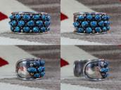 Vtg Navajo Slv & Top Grade Turquoise Row Wide Cuff  c.1955～