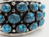Vtg Navajo Slv & Top Grade Turquoise Row Wide Cuff  c.1955～