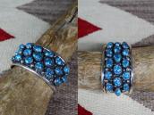 Vtg Navajo Slv & Top Grade Turquoise Row Wide Cuff  c.1955～