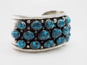 Vtg Navajo Slv & Top Grade Turquoise Row Wide Cuff  c.1955～