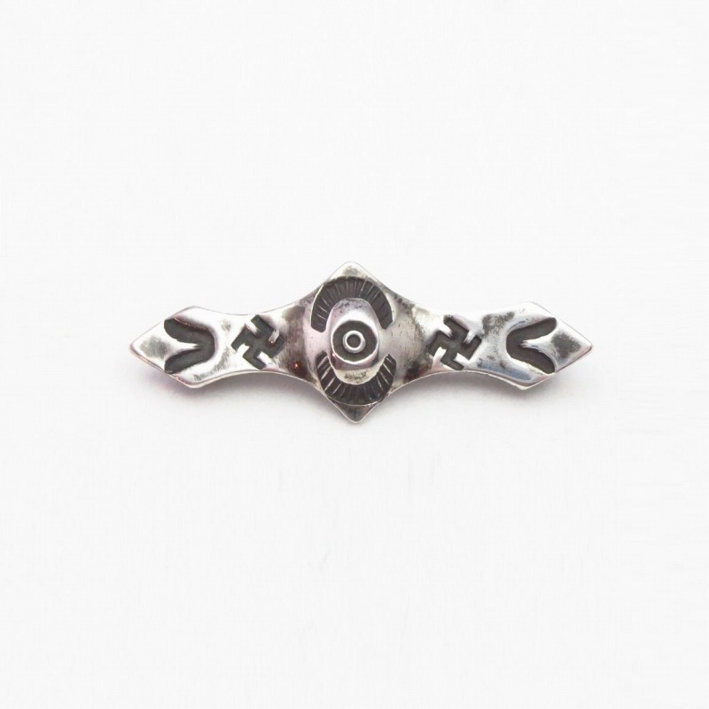 【Ganscraft】Atq 卍 Stamped Coin Silver Small Pin Brooch c.1930