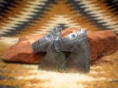 Antique Navajo Horse Heads Stamped Silver Pin Brooch c.1930～