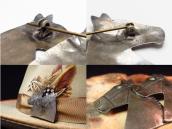 Antique Navajo Horse Heads Stamped Silver Pin Brooch c.1930～