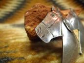Antique Navajo Horse Heads Stamped Silver Pin Brooch c.1930～