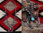 Vtg Navajo Silver Squash Blossom Naja Necklace w/TQ  c.1955～