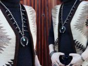 Vtg Navajo Silver Squash Blossom Naja Necklace w/TQ  c.1955～