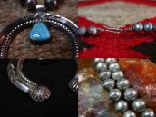 Vtg Navajo Silver Squash Blossom Naja Necklace w/TQ  c.1955～