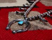 Vtg Navajo Silver Squash Blossom Naja Necklace w/TQ  c.1955～