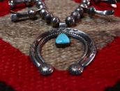 Vtg Navajo Silver Squash Blossom Naja Necklace w/TQ  c.1955～