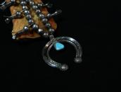 Vtg Navajo Silver Squash Blossom Naja Necklace w/TQ  c.1955～