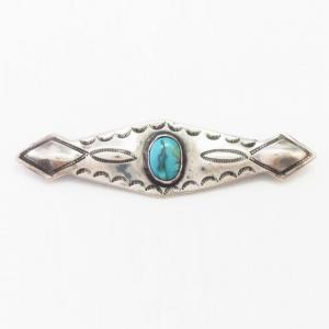 【Ganscraft】Antique Ingot Coin Silver Pin w/Turquoise c.1935～