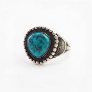Atq Navajo SplitShank Silver Ring w/Godber Turquoise c.1930～