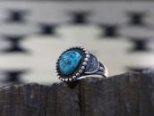 Atq Navajo SplitShank Silver Ring w/Godber Turquoise c.1930～