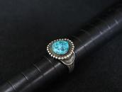 Atq Navajo SplitShank Silver Ring w/Godber Turquoise c.1930～