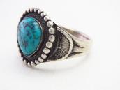Atq Navajo SplitShank Silver Ring w/Godber Turquoise c.1930～