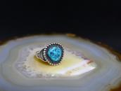Atq Navajo SplitShank Silver Ring w/Godber Turquoise c.1930～