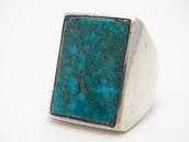 Vintage Navajo Cast Silver Mens Ring w/Gem Turquoise c.1950～