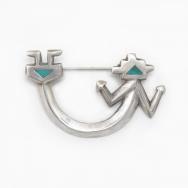 Vtg Navajo Rainbow Guardian Figure Pin w/Turquoise c.1950～ ①