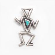 Vtg Navajo Clown/Dancer Figure Pin w/Turquoise c.1955～ ④