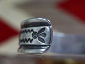 Antique Navajo Bee Stamped Heavy Ingot Silver Cuff c.1935～