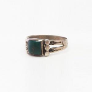 【Ganscraft】 Antique Worn Silver Ring w/Turquoise  c.1930～