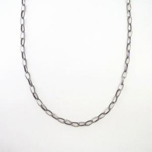 Vintage Stamped Silver Long Cable Chain Necklace  c.1960～