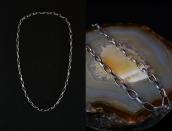 Vintage Stamped Silver Long Cable Chain Necklace  c.1960～