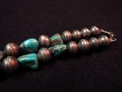 Vtg Single Strand Turquoise & Silver Bead Necklace  c.1965～