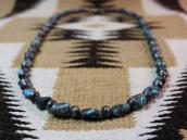 Vtg Single Strand Turquoise & Silver Bead Necklace  c.1965～