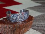 Antique Navajo 卍 Stamped & Repouse Coin Silver Cuff c.1925～