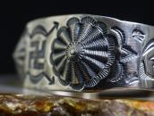 Antique Navajo 卍 Stamped & Repouse Coin Silver Cuff c.1925～