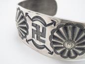 Antique Navajo 卍 Stamped & Repouse Coin Silver Cuff c.1925～