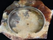 Antique Navajo 卍 Stamped & Repouse Coin Silver Cuff c.1925～