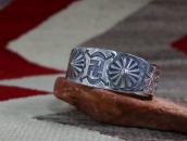 Antique Navajo 卍 Stamped & Repouse Coin Silver Cuff c.1925～