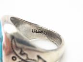 【UITA6】Atq Navajo Rectangular Face Ring w/Turquoise  c.1940～