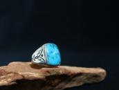 【UITA6】Atq Navajo Rectangular Face Ring w/Turquoise  c.1940～