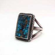 Antique Gem Quality SpiderWeb Square TQ Silver Ring  c.1930～